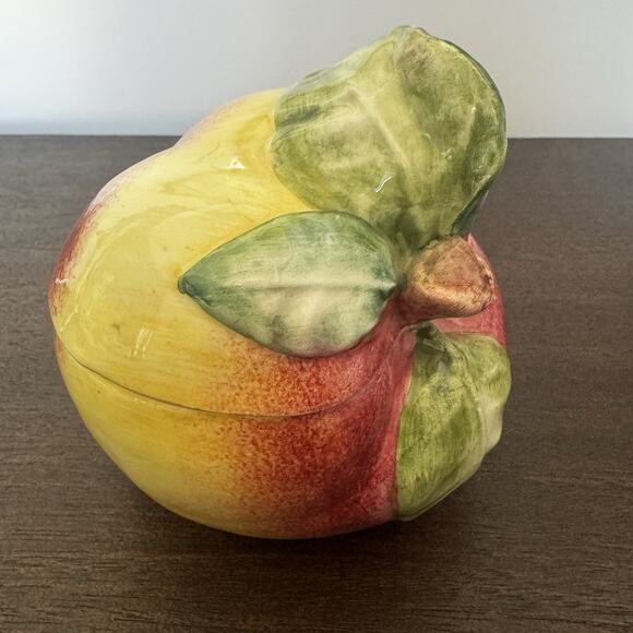 Vietri Apple Trinket Box Covered Dish w/ Lid Made In Italy Hand Painted Numbered - Picture 8 of 16